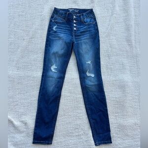 New without tags Girls Hippie Girl High-Rise Distressed Skinny Jeans - Dark Blue